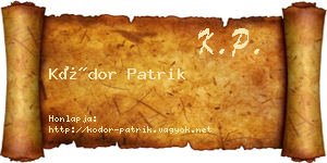 Kódor Patrik névjegykártya